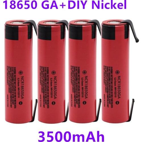 NCR 18650GA 20A discharge 3.7V 3500mAh 18650 Battery rechargeable battery for toy flashlight flat-top lithium battery+Nickel