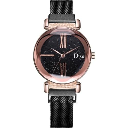 Watch Wathes Women Simple Starry Sky Flower Glass Disu Magnet Dial Quartz Watch Magnetic Buckle Ladies Watch Star Wars Reloj
