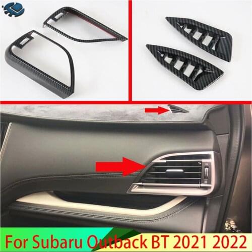 For Subaru Outback BT 2021 2022 Carbon Fiber Style Air Vent Outlet Cover Dashboard Trim Bezel Frame Molding Garnish