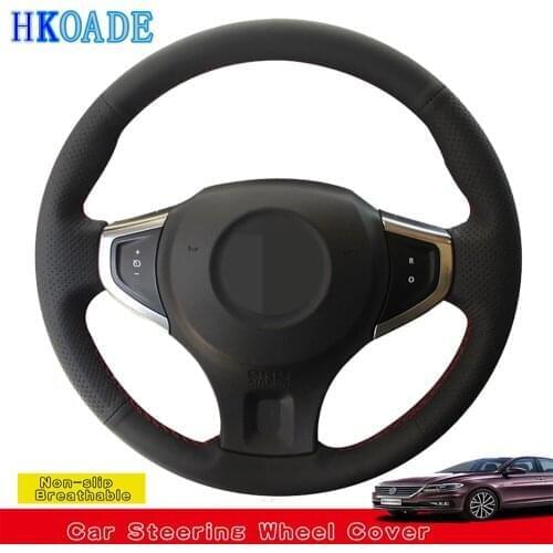 DIY Hand-stitched Black Genuine Leather Car Steering Wheel Cover For Renault Koleos 2007-2015 Renault Samsung QM5 2007-2014