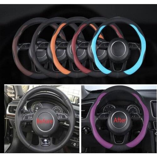 Car Steering Wheel Cover Breathable Anti Slip PU Steering Covers Suitable 37-38cm Auto steering wheel protective Decoration