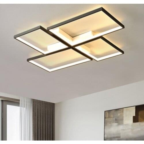 Black Celling Chandelier for Living Room LED Modern Chandelier for Bedroom Kitchen Fixture With Remote Control Home Decor Light