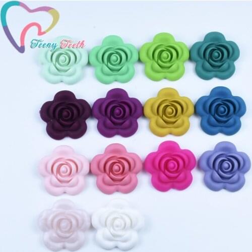 5 PCS Silicone Big Rose Beads Flower Baby Teethers BPA Free Rose Baby Teething Toys Accessories For Pacifier Chain BPA Free