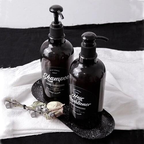 3 in 1 set Bath Soap Dispenser 500ml Dispensing Empty Bottle for Body Wash Shampoo Hair Conditioner Brown Plastic Bottle