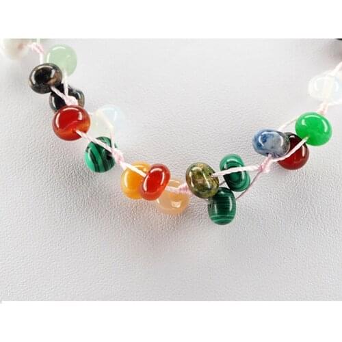 ICNWAY Natural Roundel Gemstone and Crystal Knitted by Hand Necklace 19.5inch Jewelry for Women