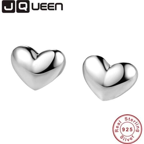 JQUEEN Classic Silk Silver Heart-shaped Glossy Earrings 925 Earrings Wedding For Women Jewelry Bague Femme