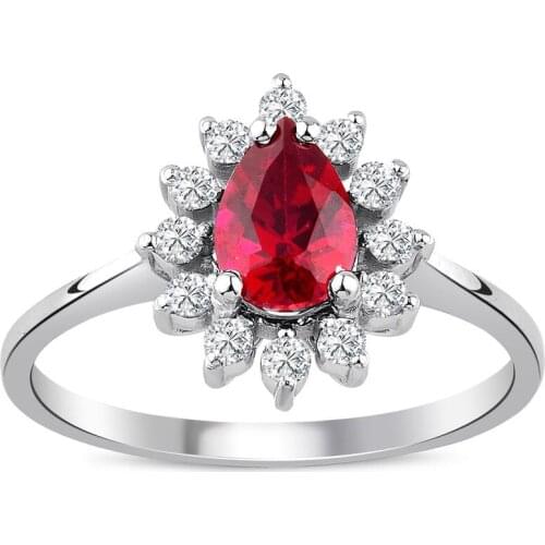 Symbol Gold 1.05 Carat Diamond Ruby Ring Baguette Chic Jewelry LoverRings Engagement Anniversary Wedding For Women
