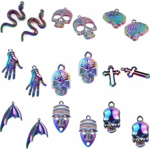 Steampunk Skull Components For Jewelry Making Hand Snake Pendant Accessories Crafts For Necklace Anklets Crosses Handmade Charm