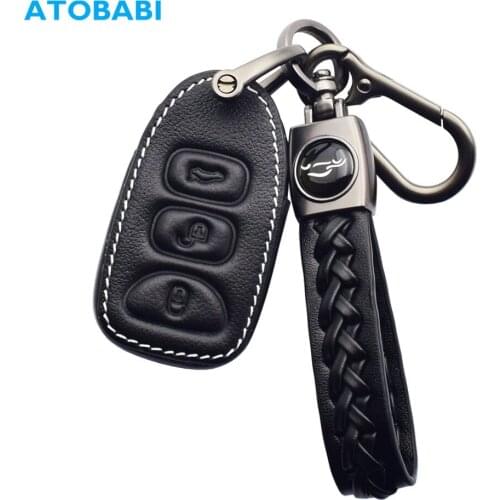 Leather Car Key Cases Smart Remote Control Protect Cover For Kia Forte Soul Optima Carens Spectra Sorento Hyundai Elantra Sonata