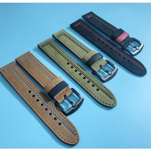 Stitching leather strap for Samsung watch3 Active 2 Bracelet Watchband for Samsung Galaxy Watch 3 45mm 41mm SM-R850 SM-R840 Band