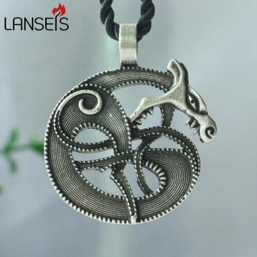 Lanseis 1pcs Viking retro Wolf Fenrir norse mythology Odin and Fenris Pendant necklace snake Amulet handmade jewelry