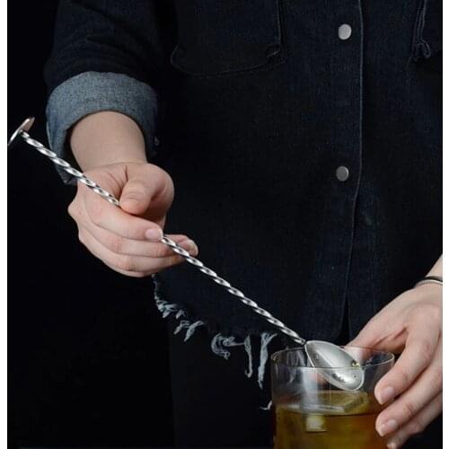 Stir Spoon Stainless Steel Mixing Cocktail Spoon Spiral Pattern Bartender Tools Bar Teadrop Spoon 30cm Bar Tool