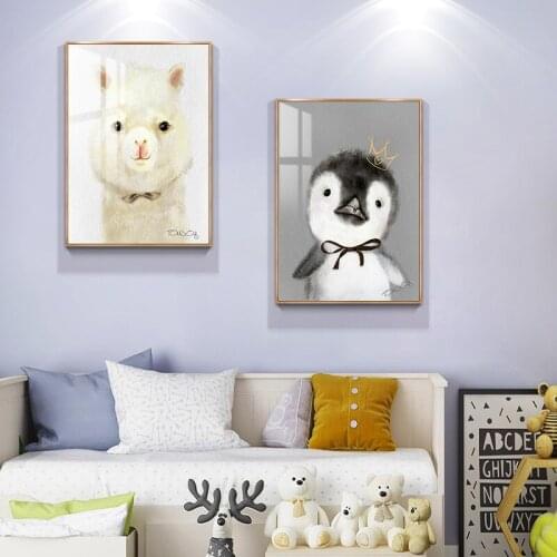 GY Cute Bear Childrens Room Background Wall Decorative Painting Crystal Porcelain Crystal Mural Cute Pet Mirror Single Painting