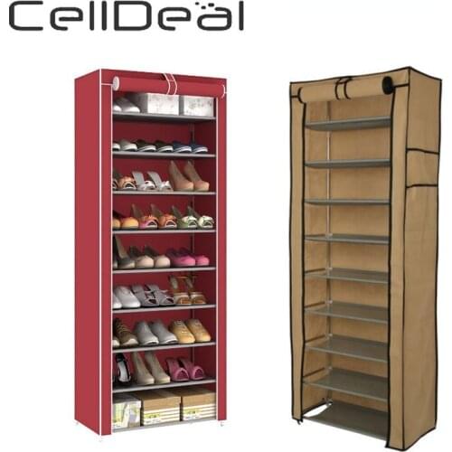 Multi Tiers Dust Proof Portable Steel Stackable Storage Shoe Rack Non-woven Fabrics Cabinet Organizer Shoes Rack Shoe Storage