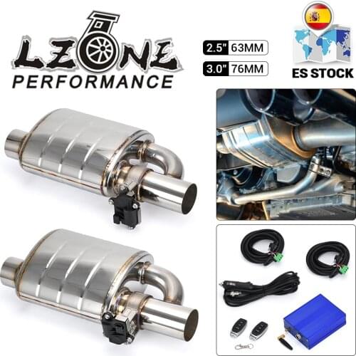 Stainless Steel 2.5" 3" Slant Outlet Tip Inlet Variable Exhaust Muffler With Vacuum Exhaust Cutout Electric Control Valve Kit