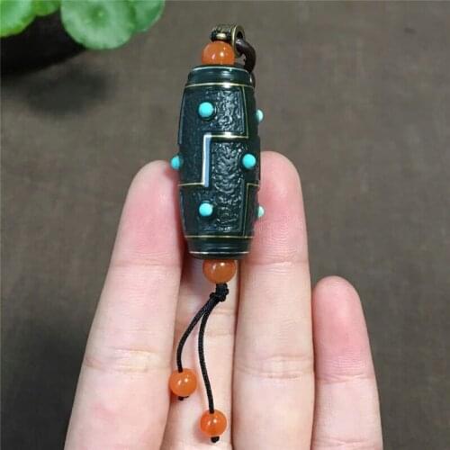 Hetian jade jade bead pendant with turquoise South red beads skillfully carved celestial jade pendant hp11