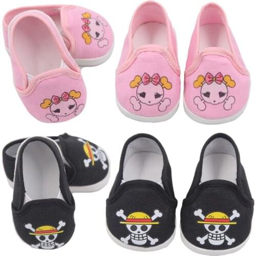 2021 New Pattern Canvas Shoes Skeleton Fit 18Inch American 43cm Baby Doll Clothes Accessories,Girls Toys,Generation