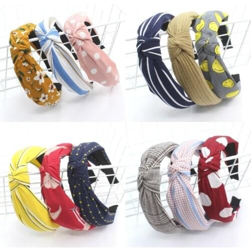 New Hair Accessories Fabric Cross-knotted Headband Sports Wash Face Small Fresh Floral Headband Headwear