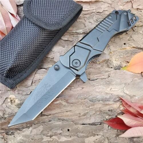 Outdoor Tactical Camping Hunting Survival Pocket Folding Knife 5cr13 blade Aluminum handle knives EDC tools for Fishing, Hiking
