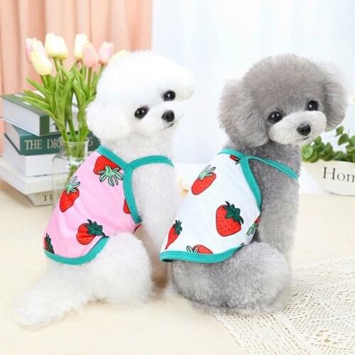 Pet Shirt Cartoon Strawberry Dog T-Shirt Clothes for Small Dogs Puppy Cats Spring Summer Breathable Vest Costume