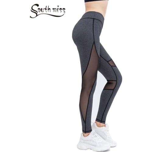 Premium Grey Yoga Legging Sexy Breathable Mesh Patchwork Gym Pants High Rise Hollow Push Up Quick Dry Compression Sport Tights