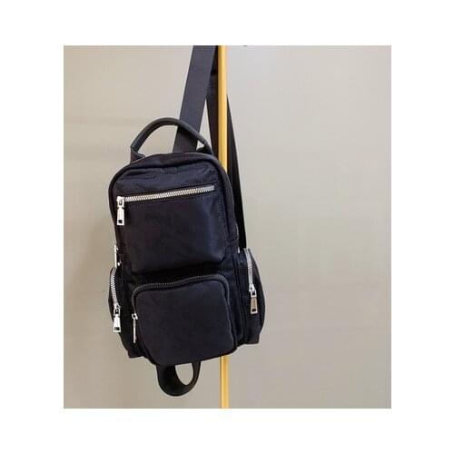 Women unique black camouflage personaity small nylon backpack for female casual cool soft multi pocket shoulder bag