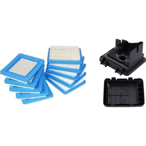 1 Set Air Filter Replacement Fit For Briggs Stratton, Blue & 1 Set Air Filter Case Housing + 17231-Z0L-050 Cover