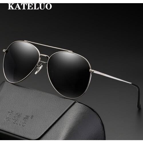 KATELUO Brand Polarized Mens Pilot Sunglasses Alloy Male Classical Sun Glasses Eyewear Accessories For Men oculos 7701