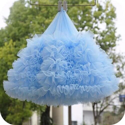 28 cm light blue Encrypted tull gauze skirt placed three-dimensional lace fabric curtain background wedding