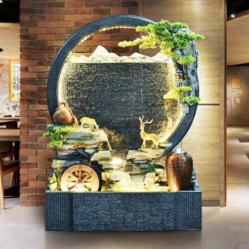 TT New Chinese Style Living RoomWater CurtainWallGarden Courtyard Water Screen Rockery Fountain Decoration Landscape Large Floor