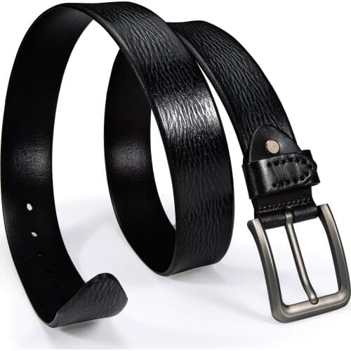 Hi-Tie Men Top Layer Leather Casual High Quality Belt Vintage Design Pin Buckle Genuine Leather Belts Male Waistband Cummerbund