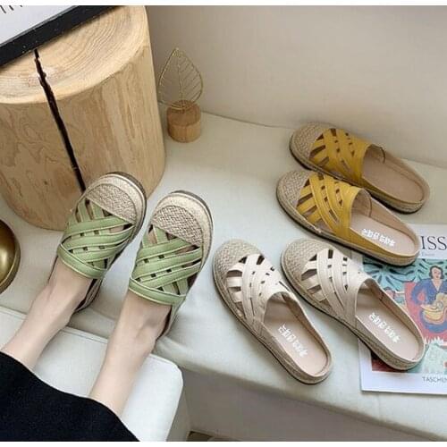 2021 new Hollow slider For Woman Flat Soft Bottom Sneakers Breathable Mesh Shoes Woman Braided Shoes