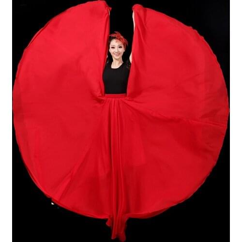 Female Chiffon Flamenco Dance Long Skirt Spanish Dancing Stage Performance Costume Women Classic Gypsy Belly Dance Dress DL6101