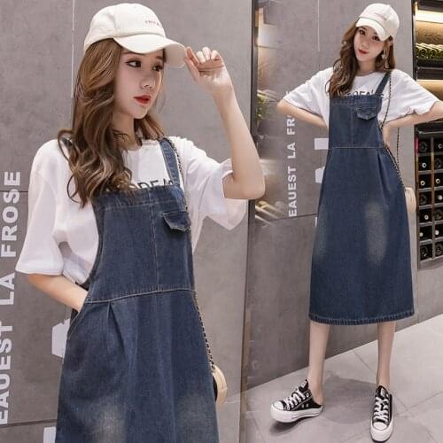 Plus size 4XL 5XL Strap Denim Dress Women Spring Summer Autumn Sleeveless Dress Loose Casual Pocket All-match Female jeans Dress