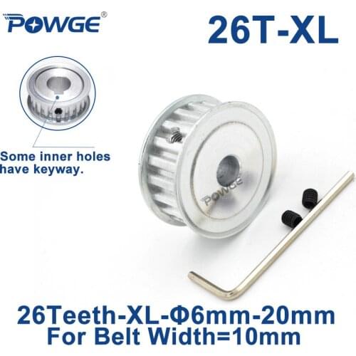 POWGE 26 Teeth XL Timing pulley Bore 8/10/12/12.7/14/15/19/20mm for width 10mm XL Synchronous Belt 26-XL-10 AF gear 26teeth 26T