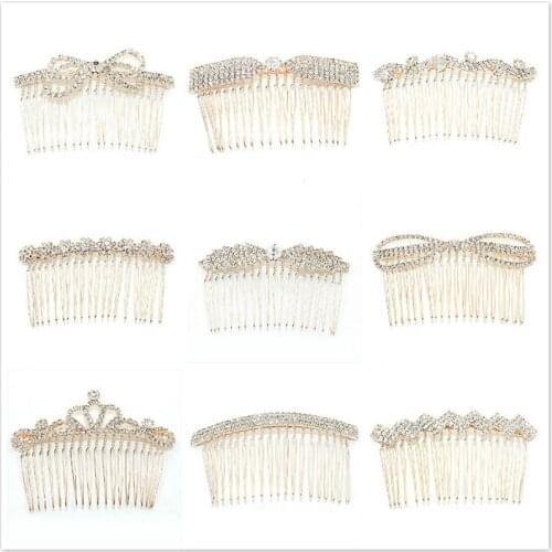 1@# Hot Hair Jewelry Rhinestone Flower Bow An Crown Hair Comb Girls Crystal Hair Ornaments Jewelry Wedding Hair Accessories