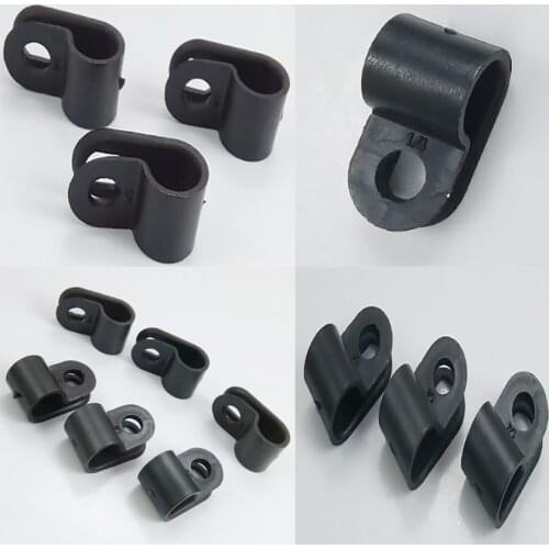 100pcs/bag 3.3 5.2 6.4 8.4 10.4 13.2 16 19 1/8R 3/16R 1/4R 5/16R 3/8R 1/2R R-Type Nylon R type Cable Clamp Cable Clips black