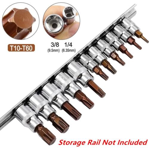 11Pcs Hex plum-shaped Torx Star Screwdriver Bit Set Tamper Proof Bit Driver Socket Set 1/4 3/8 Press-fit Sleeves