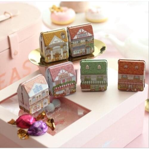 New!12pc/box House Shape Mini Pill Case Collectables mini Box Diy storage box Iron lipstick case small tin box