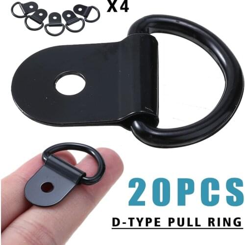20pcs Stainless Steel D Shape Pull Hook Tie Down Anchors Ring Iron Cargo Tie Down Ring Car Truck Trailers RV Boats Accessories