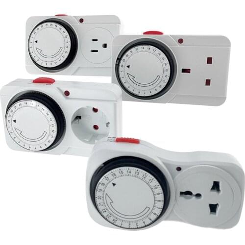 24 Hour Cyclic Timer Switch Universal Timing Socket Mechanical Timer 230VAC 3500W 16A UK EU CN US Plug Free shipping
