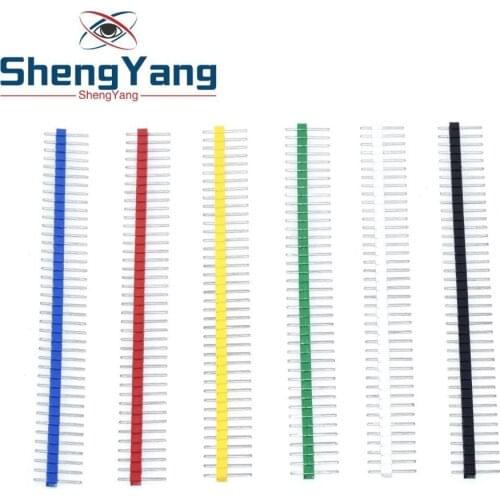 40Pin 1x40P 2.54MM Male Breakable Pin Header Strip 2.54 Long Blue Red White Green Yellow Black Connector kit for PCB board