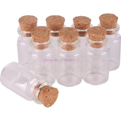 500 pcs 7ml Mini Glass Perfume Spice Bottles Tiny Jars Vials With Cork Stopper pendant crafts wedding gift Containers Jewelry