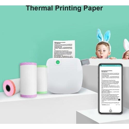 6pcs 57x30mm Portable Pocket Printer Paper Rolls Self-Adhesive Children Camera Instant Print Printable Thermal Paper Replacement