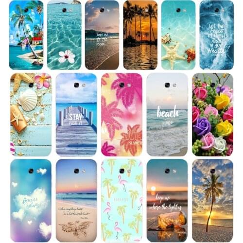 87AA Blue Wood Seashells Sea Star Soft Silicone Tpu Cover phone Case for Samsung Galaxy A5 2015 2016 A7 2017 A8 Plus A9 2018 A80