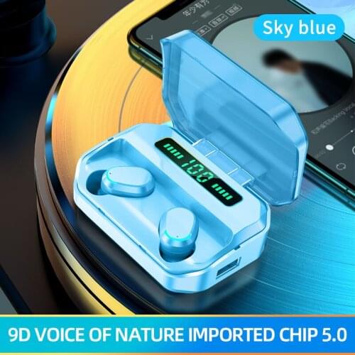 Wireless Bluetooth Headsets 9D Stereo Hifi Super Bass Headphones Waterproof Earbuds Headsets W Microphone 2200mAh Charging Box