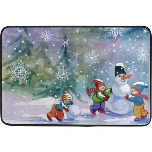 Quick-drying Water Absorption Bath Mat Customized Product Children Making A Snowman Printed Mat For Bathroom Tolit