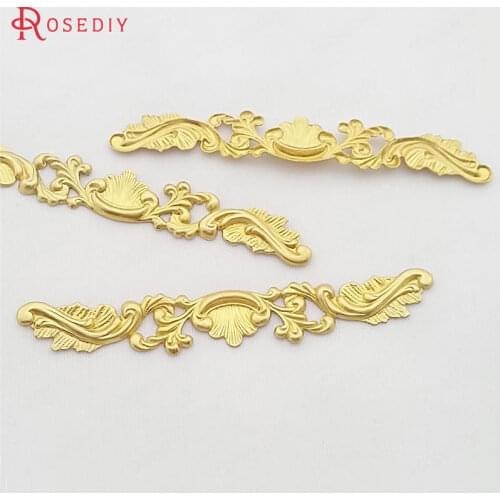 30312-2)20PCS 75x11MM Not plated color Brass Decorative Spacer Stereo Flower Border Diy Jewelry Findings Accessories Wholesale