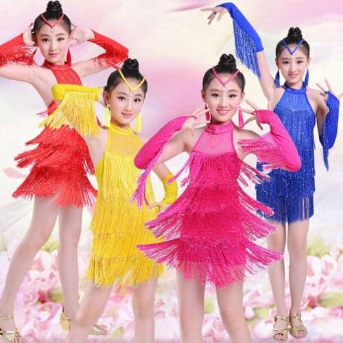Special Sale Sexy Latin Dance Dress For Girls Kids Children Fringe Competition Latin Skirt Salsa Samba Dance Latin Salsa Dresse