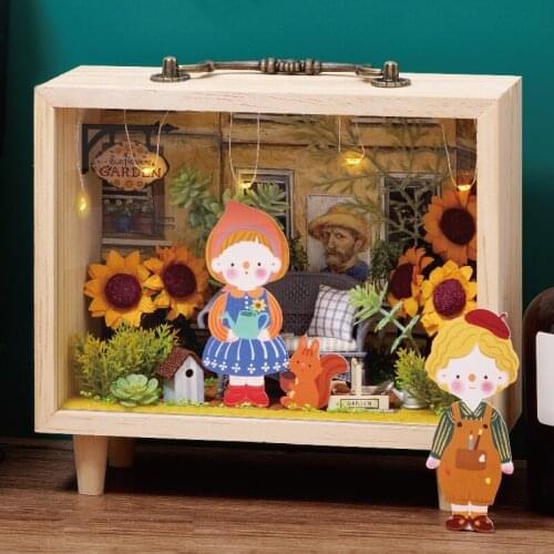 Cutebee DIY House Wooden Frame Miniature Doll Houses Miniature Dollhouse Furniture Kit with LED Toys for children Christmas Gift